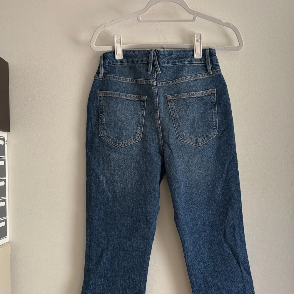 Good American Dark Blue High-Rise Straight Jeans - Picture 3 of 6